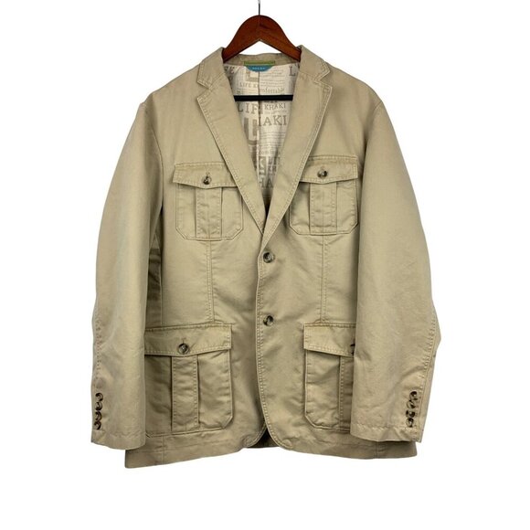 Life Khaki Mens Beige Blazer Jacket L Cotton & Polyester Blend - Picture 1 of 6